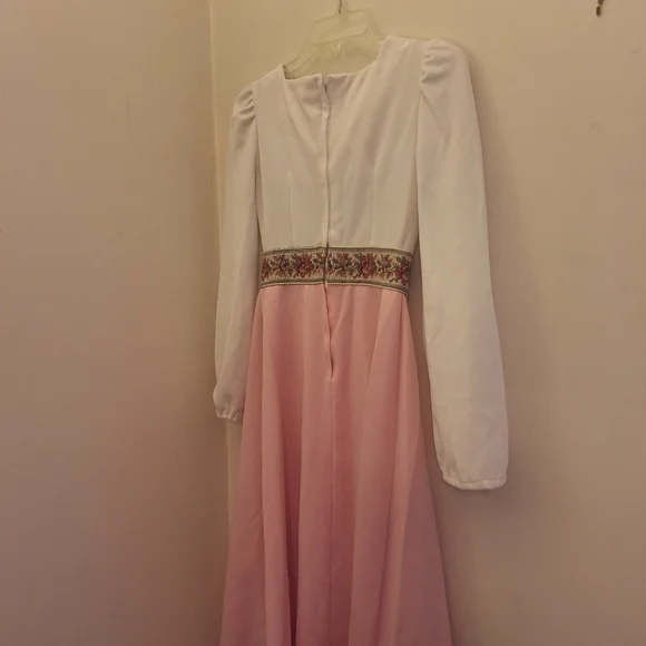60s Vicky Vaughn Empire Waist Maxi Long Dress (Junior) Party Prom Bridesmaid - Picture 8 of 9